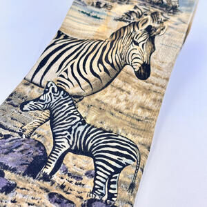 Endangered Species Zebra Print Silk Tie 100%Silk USA